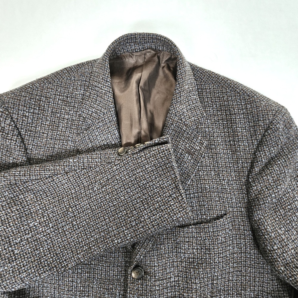 Ibiza Mambo Mens 42R Wool Alpaca Blend Blazer Sport Coat Brown Blue Check